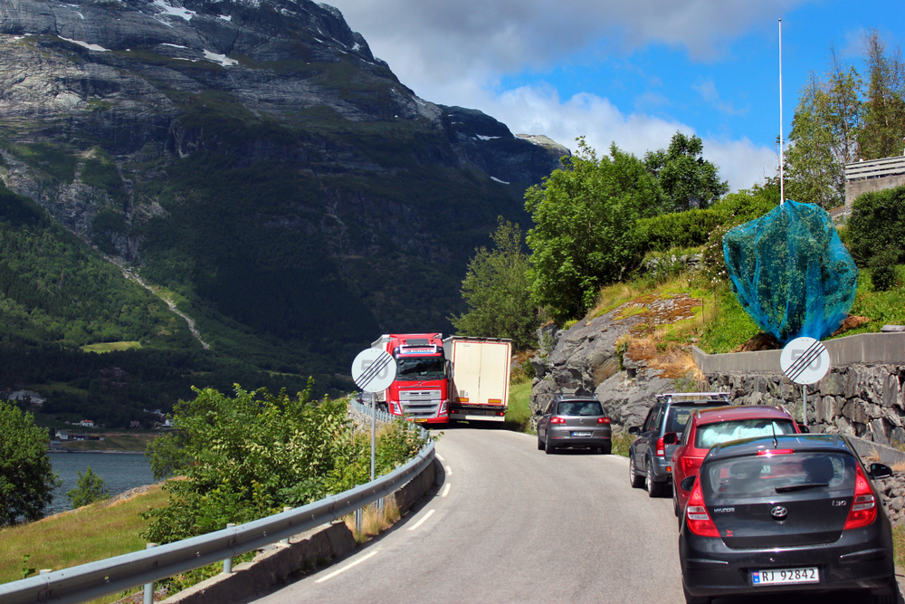 Ullensvang,,Norway,-,June,22,,2018:,Traffic,Jam,On,A